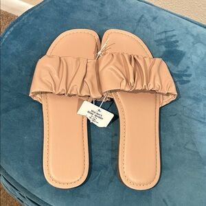 Elegant Tan Ruffle Sandals